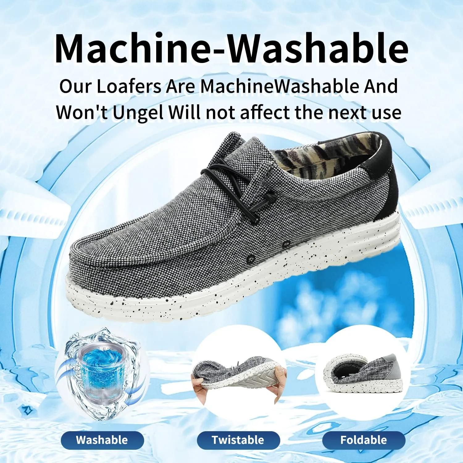 Men's Machine-Washable Lace Up Loafers Casual Slip-On Shoes Lightweight Comfortable Soft Sole WalkingTraveling, Beach, Gifts for Men Shoes Loafers Stretch