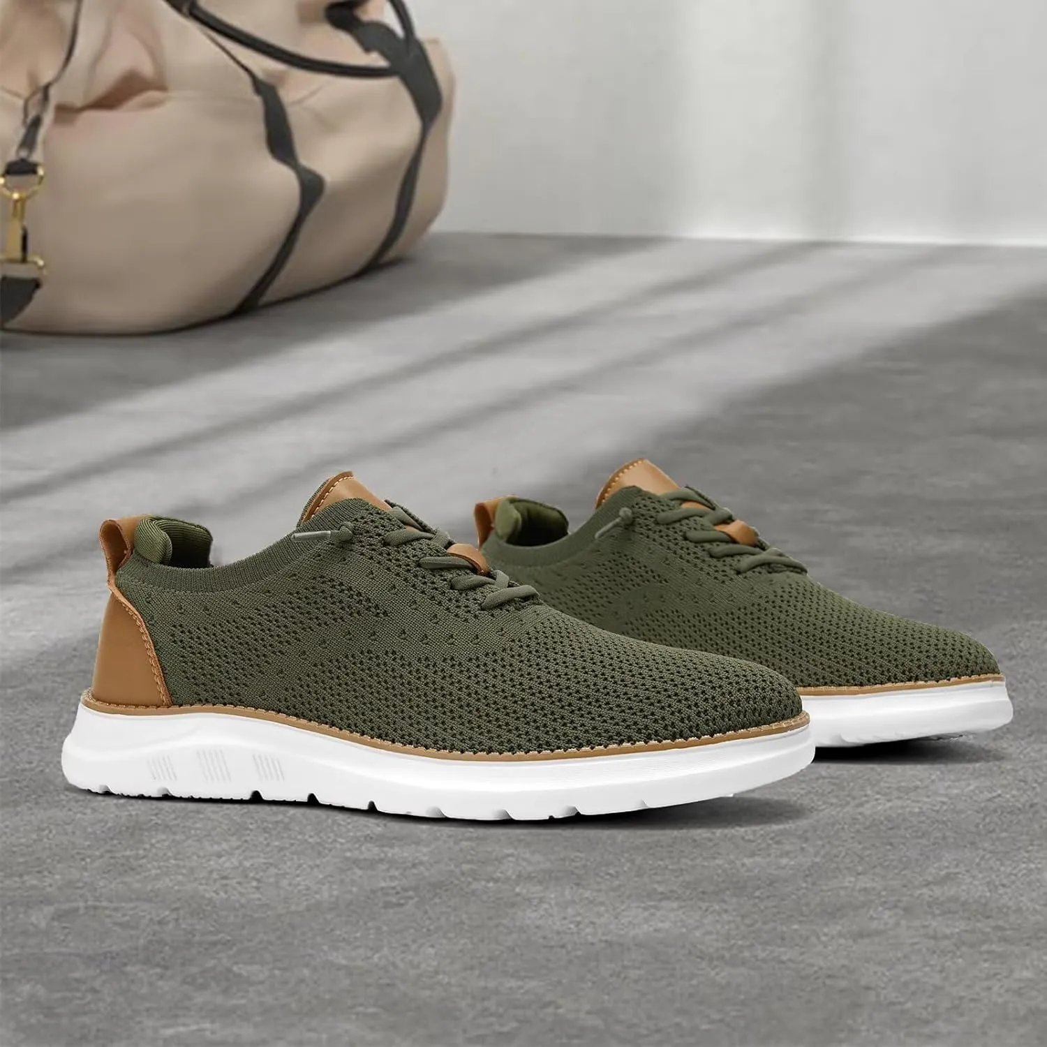 Men's Mesh Sneakers Oxfords Lace-Up Lightweight Casual Walking Shoes Driving Shoes