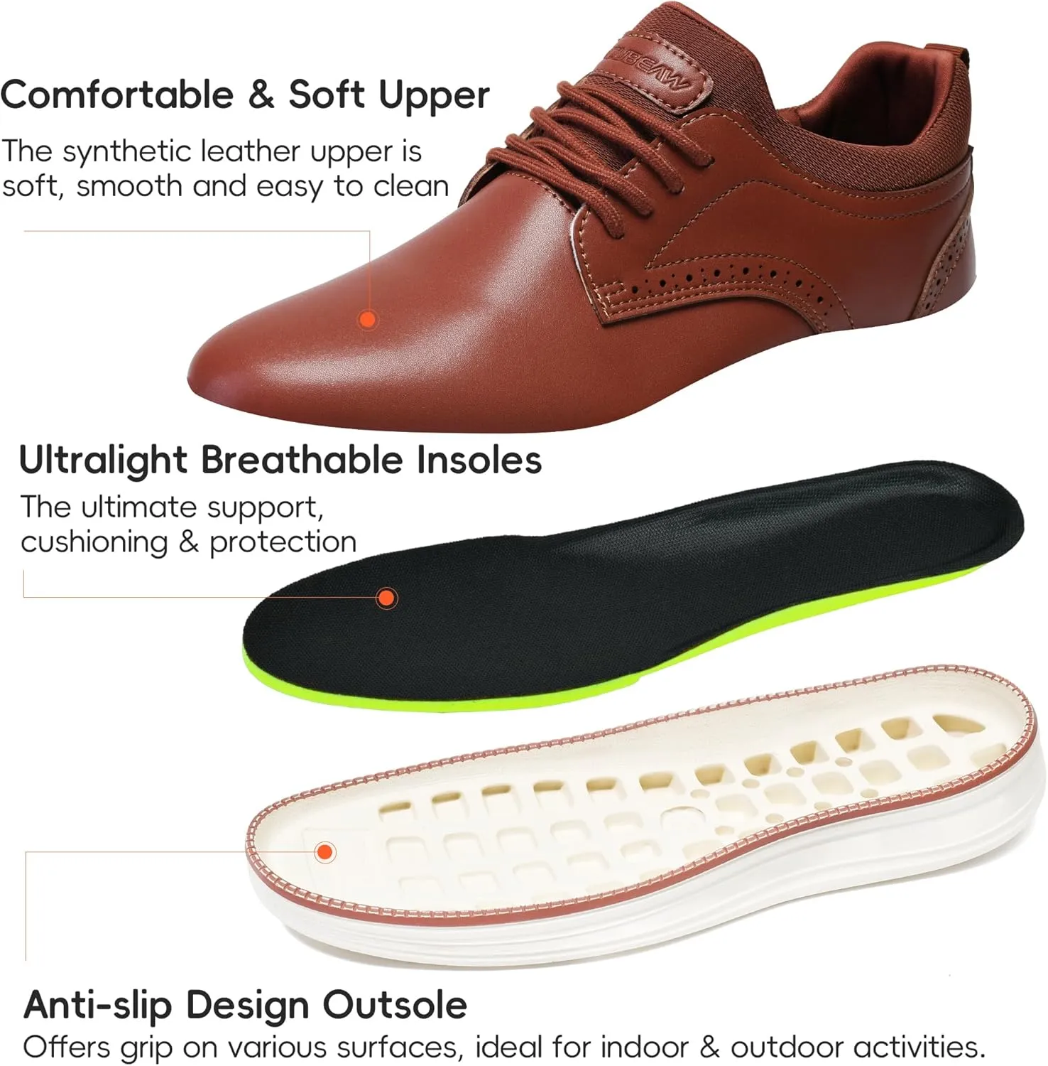 Mens Oxfords Shoes, Slip On Classic Fashion Casual Dress Business Shoes Lightweight Comfortable Walking Running Sneakers for Men