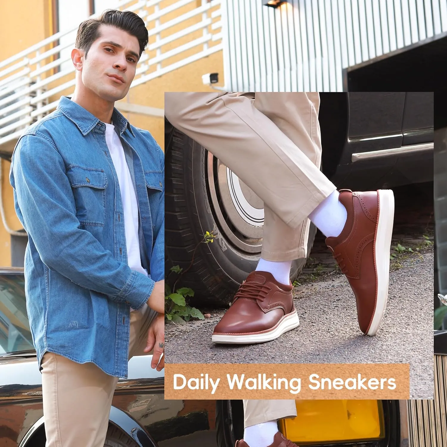Mens Oxfords Shoes, Slip On Classic Fashion Casual Dress Business Shoes Lightweight Comfortable Walking Running Sneakers for Men