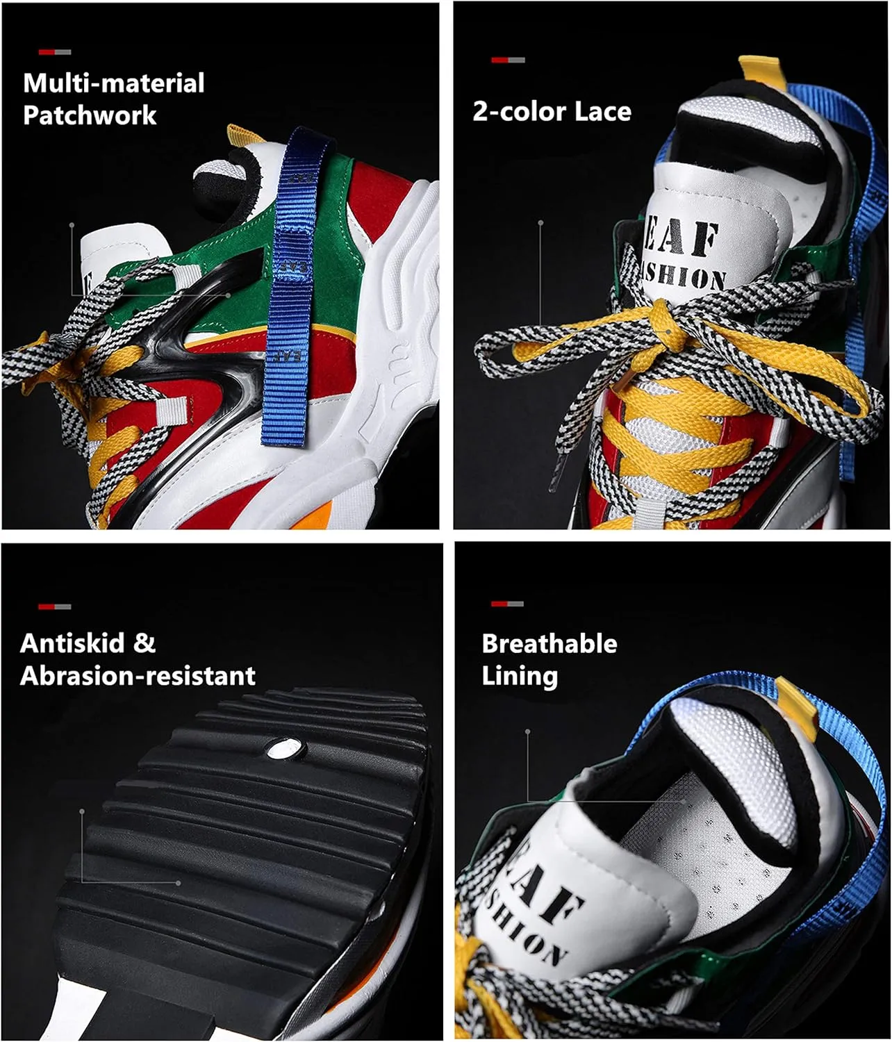 Men's Retro Color Blocked Fashion Sneakers Sport Running Shoes Walking Casual Athletic Shoes