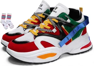 Men's Retro Color Blocked Fashion Sneakers Sport Running Shoes Walking Casual Athletic Shoes