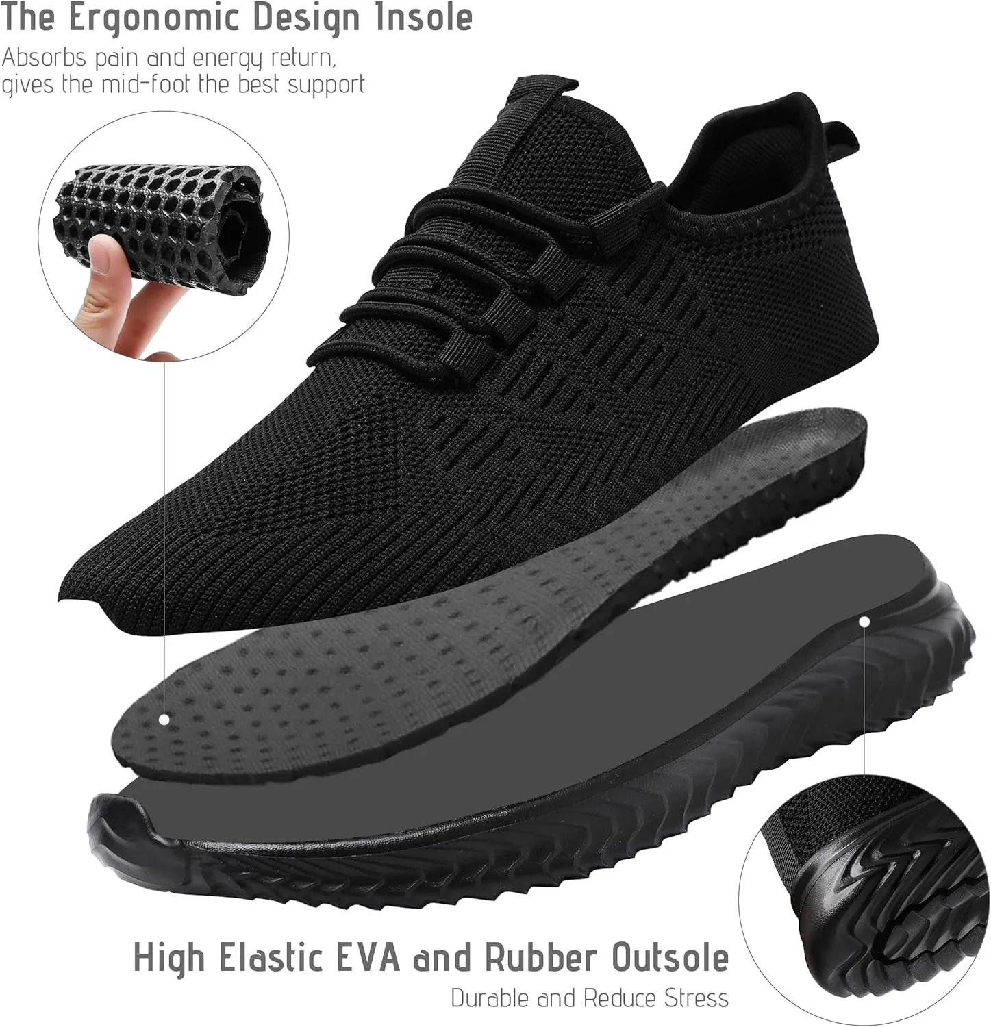 Mens Running Shoes Tennis Shoes Walking Gym Sneakers Lightweight Non Slip Mesh Casual Workout Sneakers