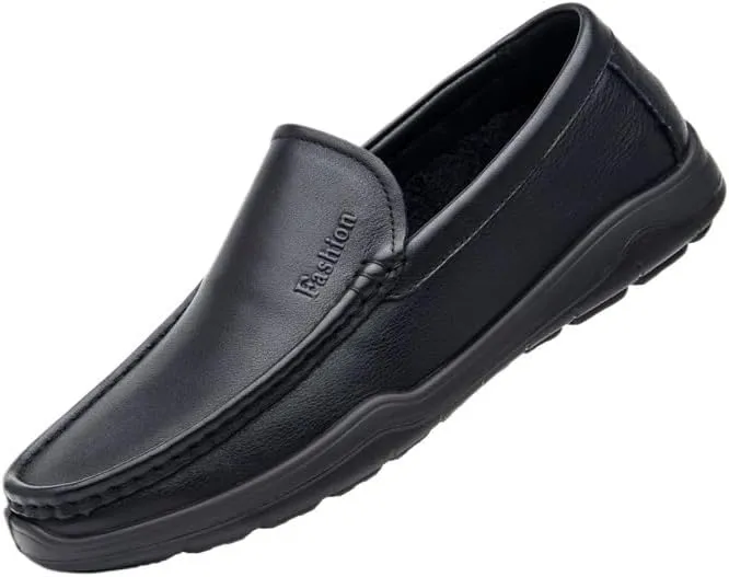 Men's Slip On Hands Free Leather Walking Work Loafers for Driving Walking Wedding Outdoor Indoor Size Wide Width Comfortable