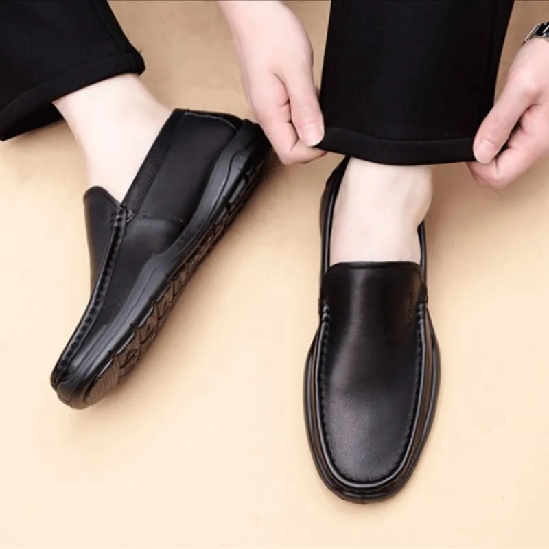 Men's Slip On Hands Free Leather Walking Work Loafers for Driving Walking Wedding Outdoor Indoor Size Wide Width Comfortable