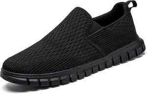 Men's Slip-On Shoes | Casual Breathable Sneakers with Mesh Upper | Non-Slip Walking & Work Loafers for Men
