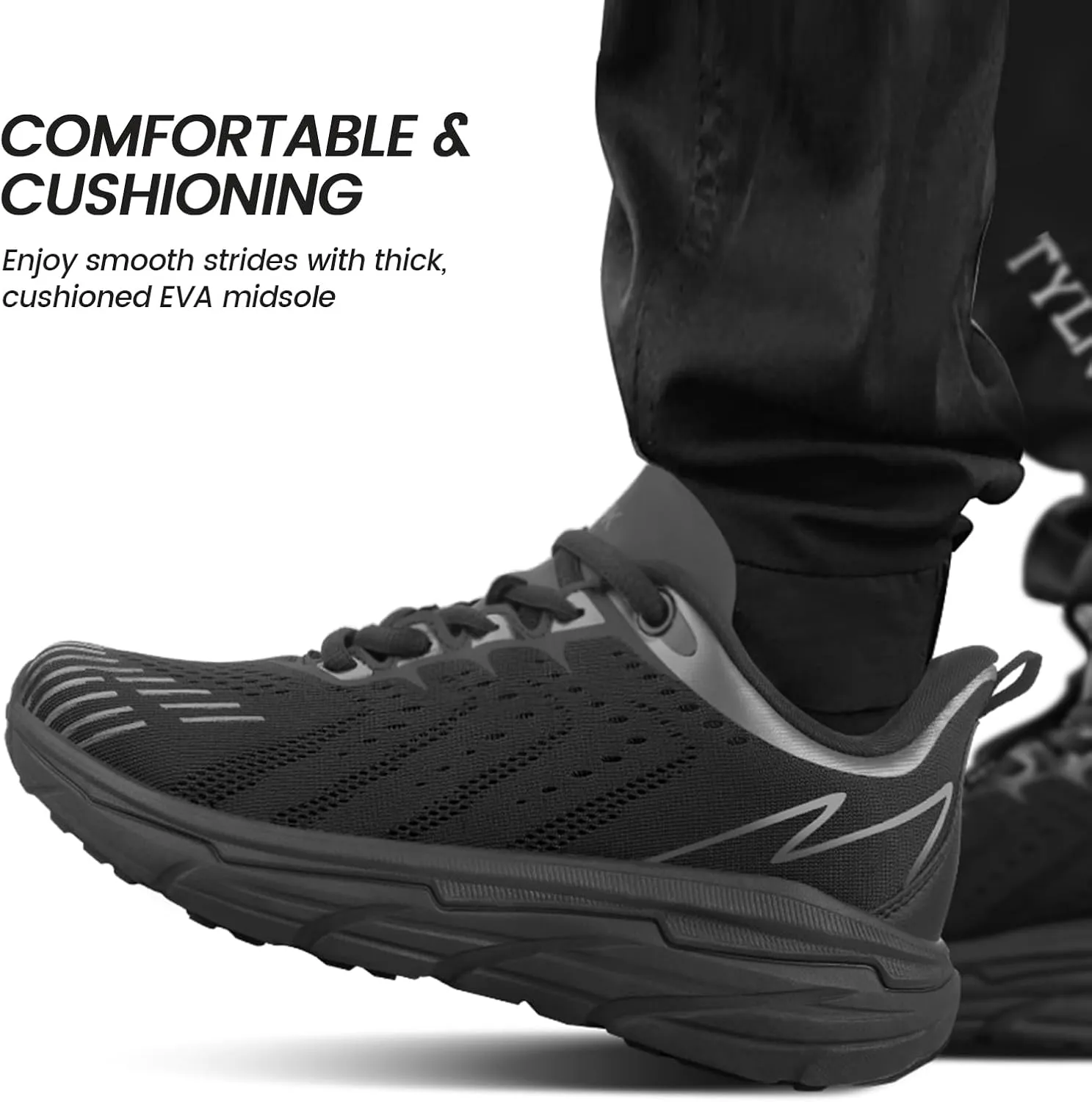 Mens Slip On Walking Shoes Running Tennis Shoes for Athletic Workout Gym Casual Non Slip Training Sneakers Breathable Knit Upper Indoor Outdoor