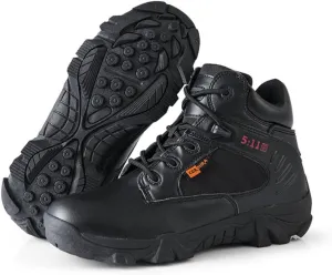 Men's Tactical Ankle Boots: Side Zipper Military Work Boots, Hook & Loop Closure