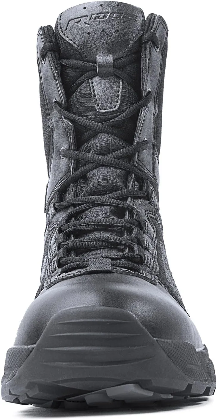 Men’s Tactical Lightweight Boots Momentum 8” with Zipper - Breathable Mesh Oil & Slip Resistant Black Leather Boots