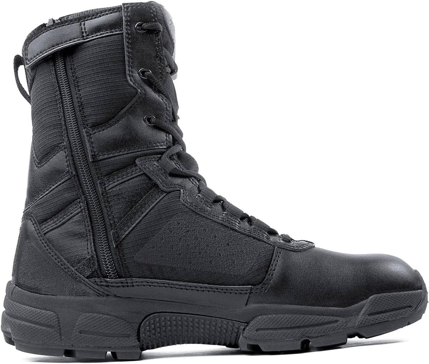 Men’s Tactical Lightweight Boots Momentum 8” with Zipper - Breathable Mesh Oil & Slip Resistant Black Leather Boots