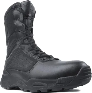 Men’s Tactical Lightweight Boots Momentum 8” with Zipper - Breathable Mesh Oil & Slip Resistant Black Leather Boots