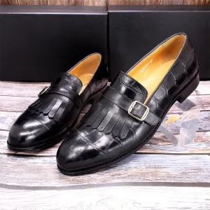 Men's Vintage Spike Dress Loafers Slip On Fashion Shoes Casual Business Prom Mocasines Boat Men's Hands Free Slip On Walking Leather Shoes
