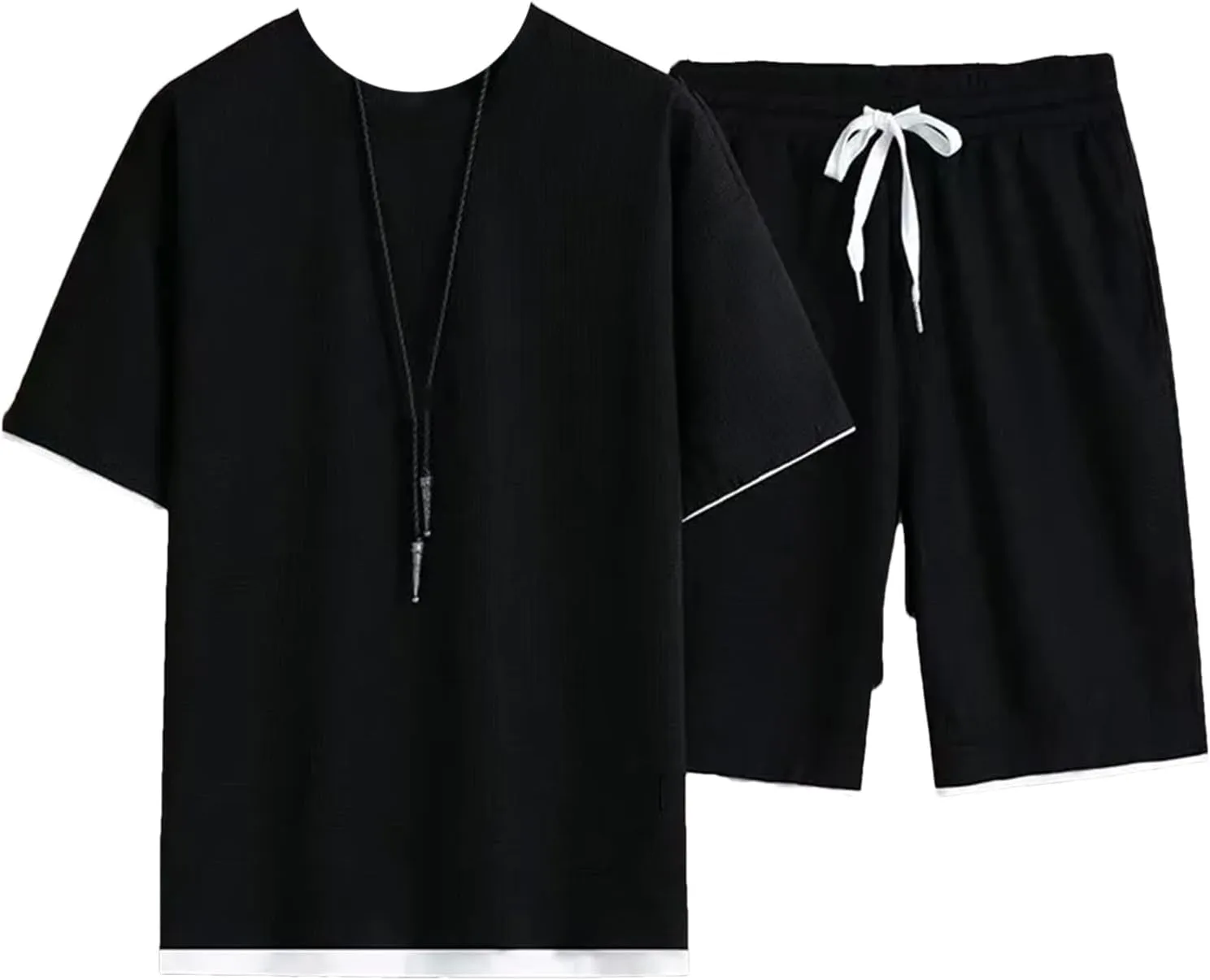 Men's Waffle Sportswear Set, Cool Oversized Short Sleeve & Shorts