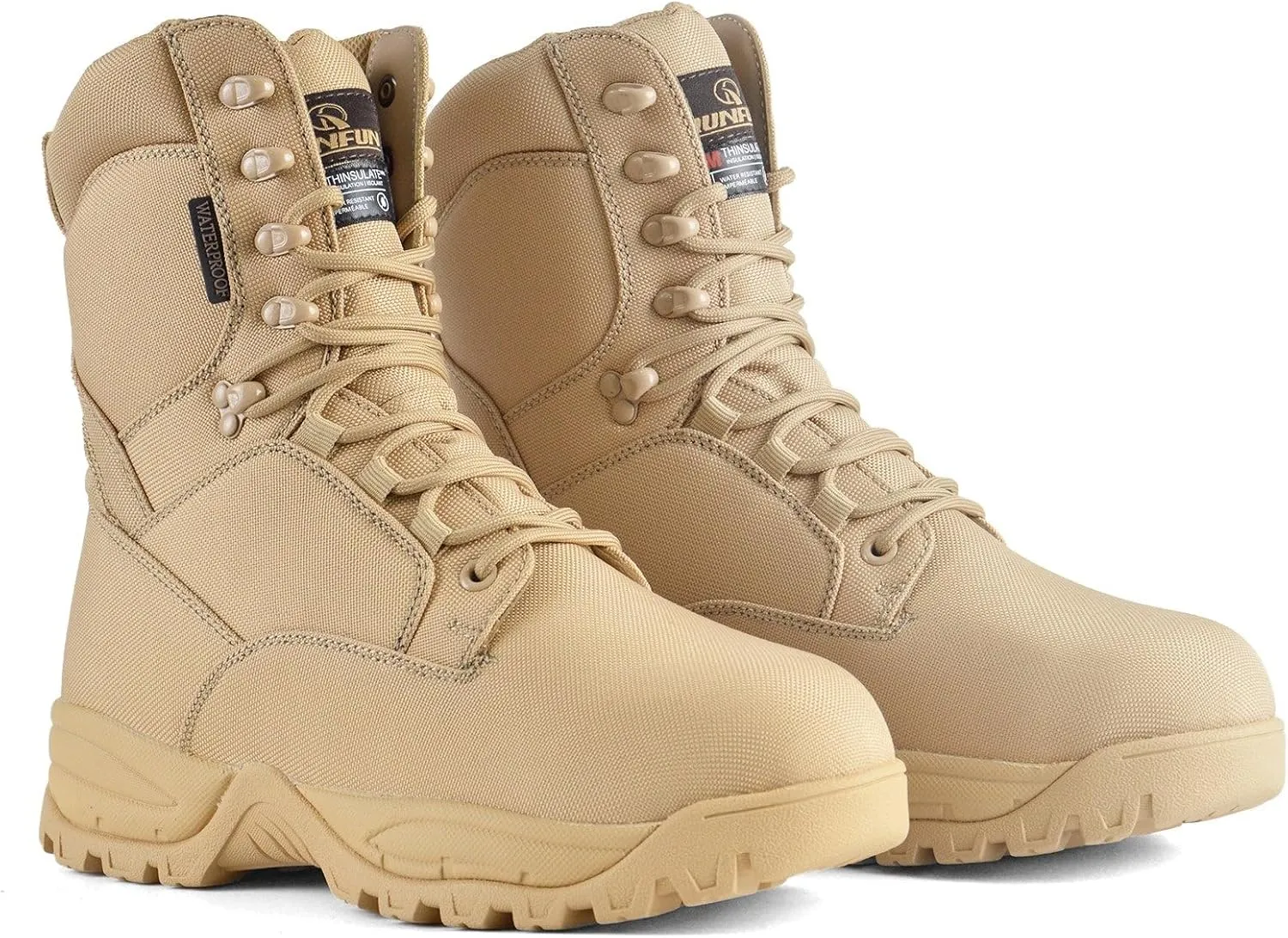 Men's Waterproof Military Tactical Boots Lightweight Work Boot Insulated Hunting Boots, 8 Inches Lace-up Outdoor Boots, 400g Thinsulate