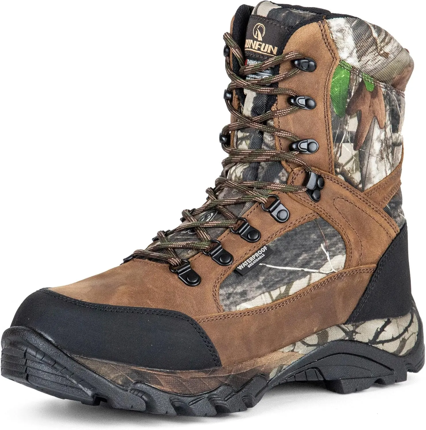 Men's Waterproof Military Tactical Work Boots 8 Inch Lightweight Leather Combat Boot, 400g Thinsulate