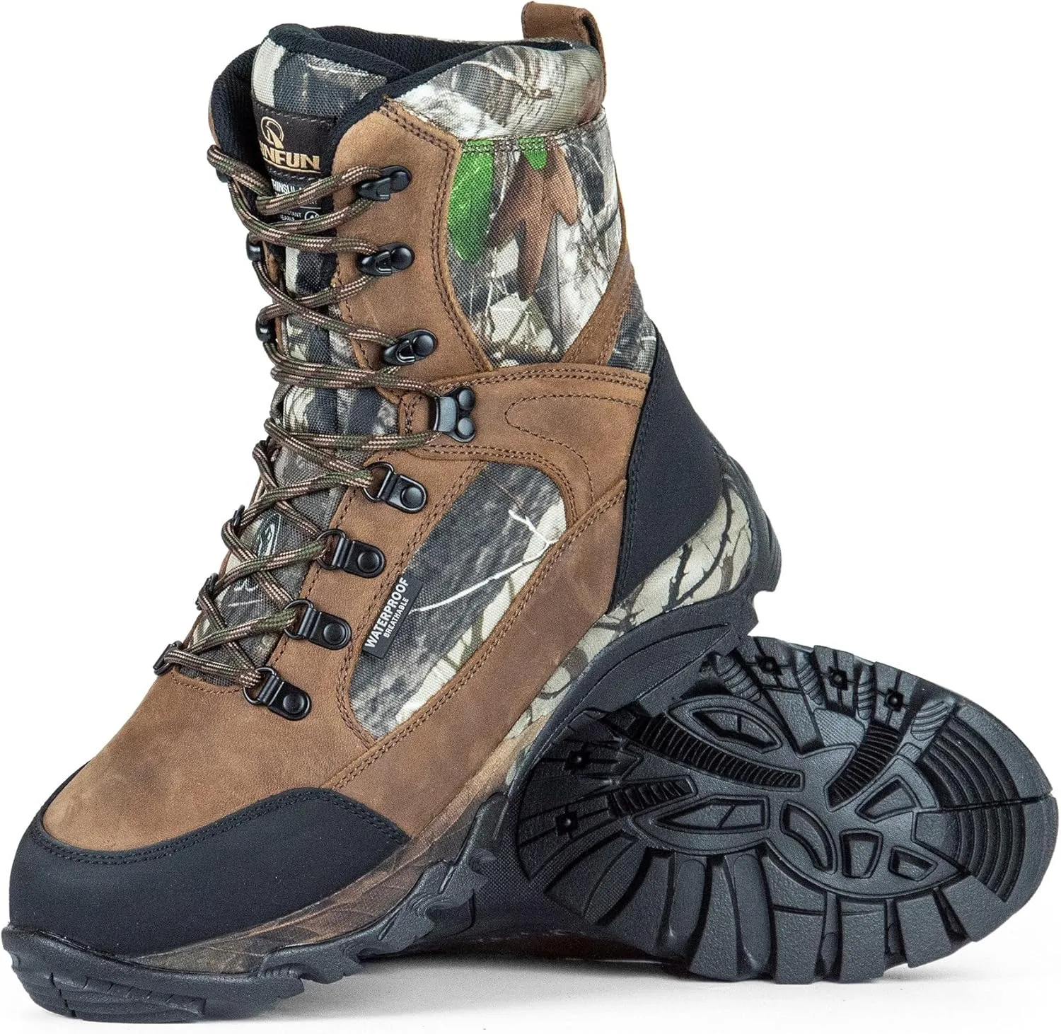 Men's Waterproof Military Tactical Work Boots 8 Inch Lightweight Leather Combat Boot, 400g Thinsulate