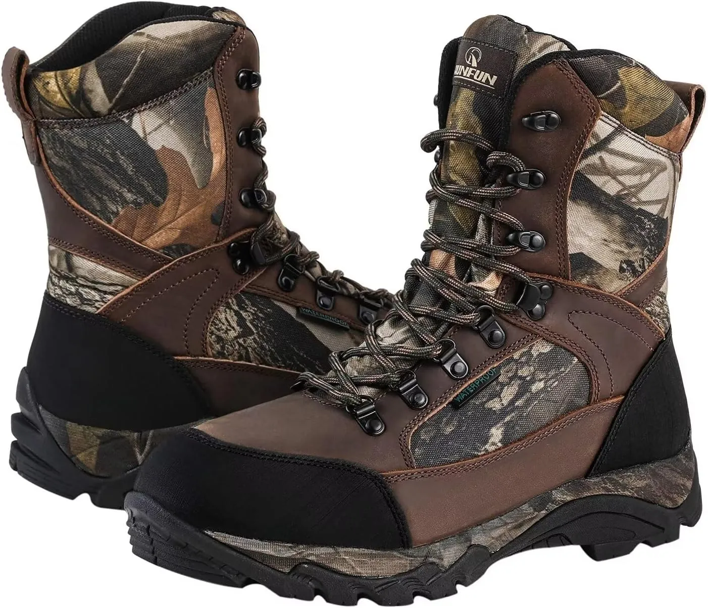 Men's Waterproof Military Tactical Work Boots 8 Inch Lightweight Leather Combat Boot, 400g Thinsulate