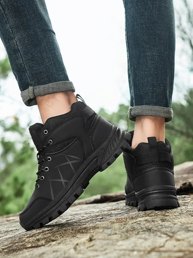 Men's Wide Hiking Shoes for Men Slip On Loafers Go Walking Shoes Trekking Trails Sneakers with Arch Support Outdoor Shoes