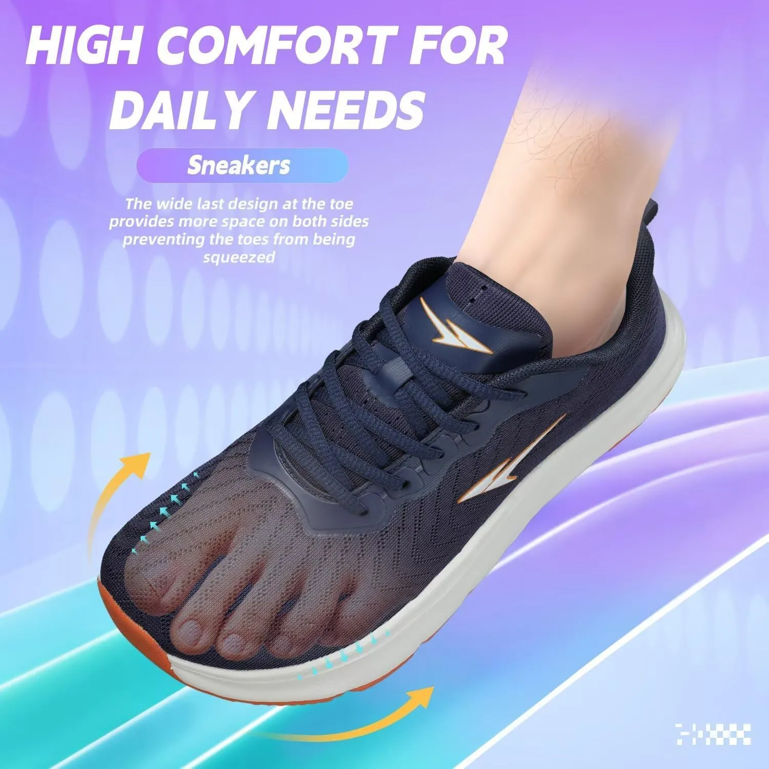 Men's Wide Toe Walking Shoes Casual Trail Running Sneakers Cross-Trainer Tennis Non Slip Athletic Gym Workout Soft Sole
