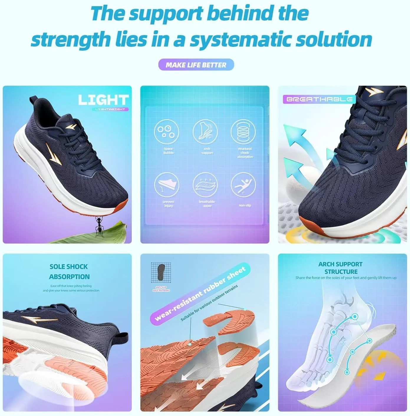 Men's Wide Toe Walking Shoes Casual Trail Running Sneakers Cross-Trainer Tennis Non Slip Athletic Gym Workout Soft Sole