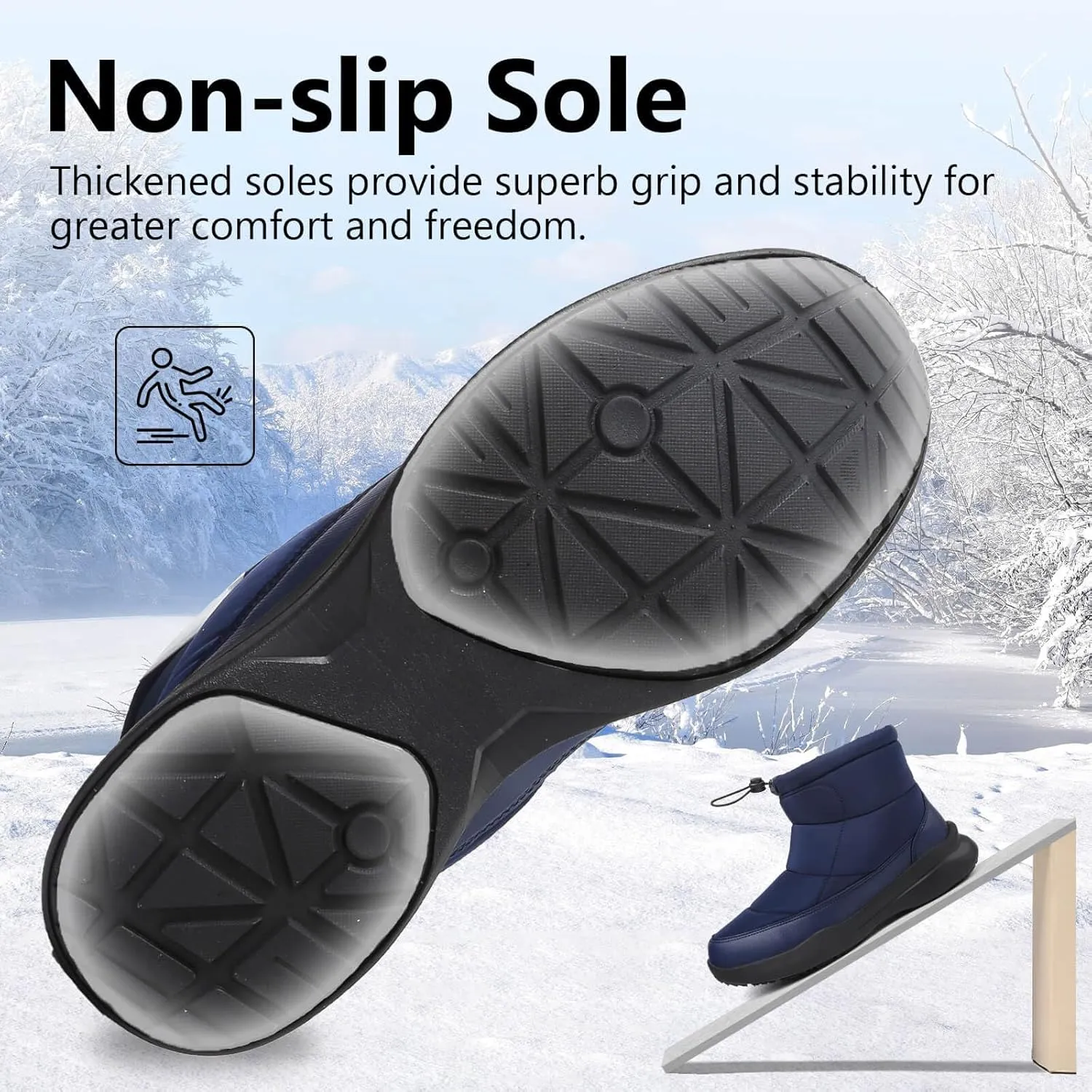 Men's Winter Snow Boots Warm Fur Lined Waterproof Anti Slip Warm Boots Outdoor Walking Boots Comfortable and Lightweight Ankle Boots for Men