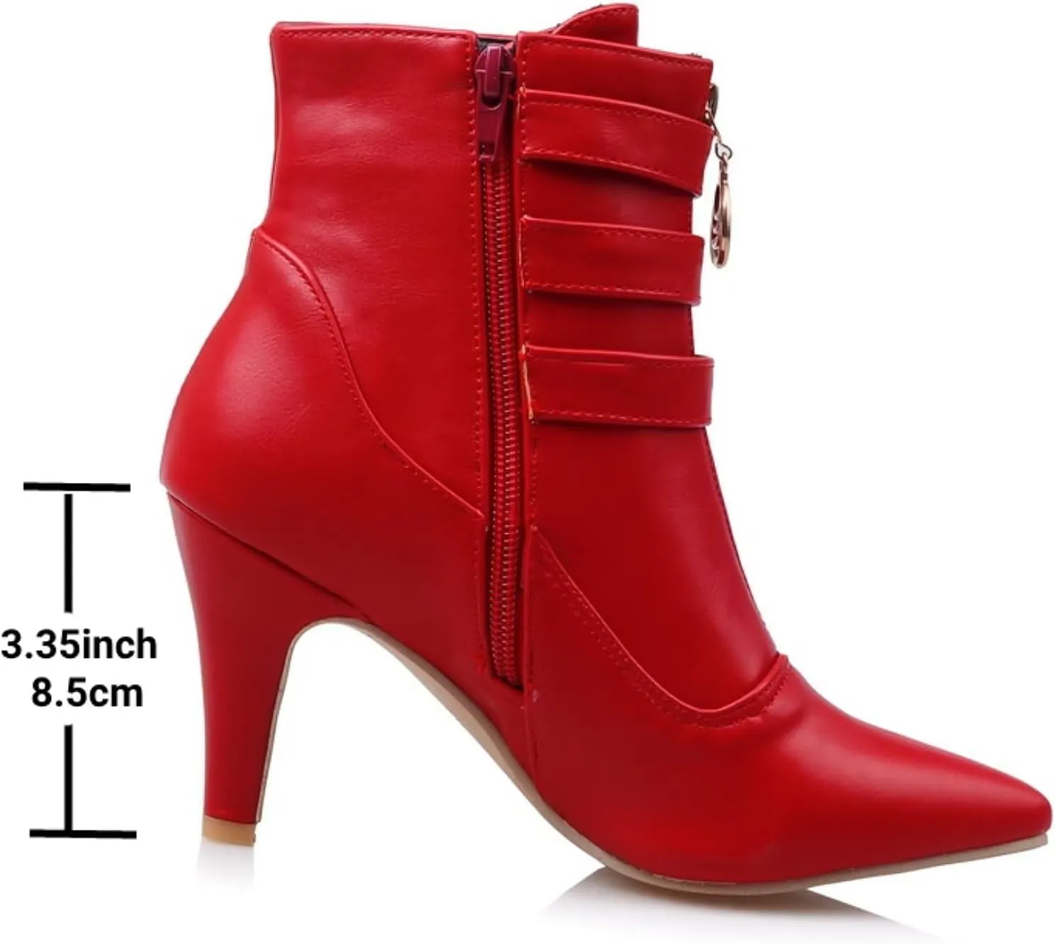 MEOTINA Gold High Heels for Women Kitten Heel Pointed Toe Short Womens Booties Buckle High Heeled Ankle Metallic Shoes