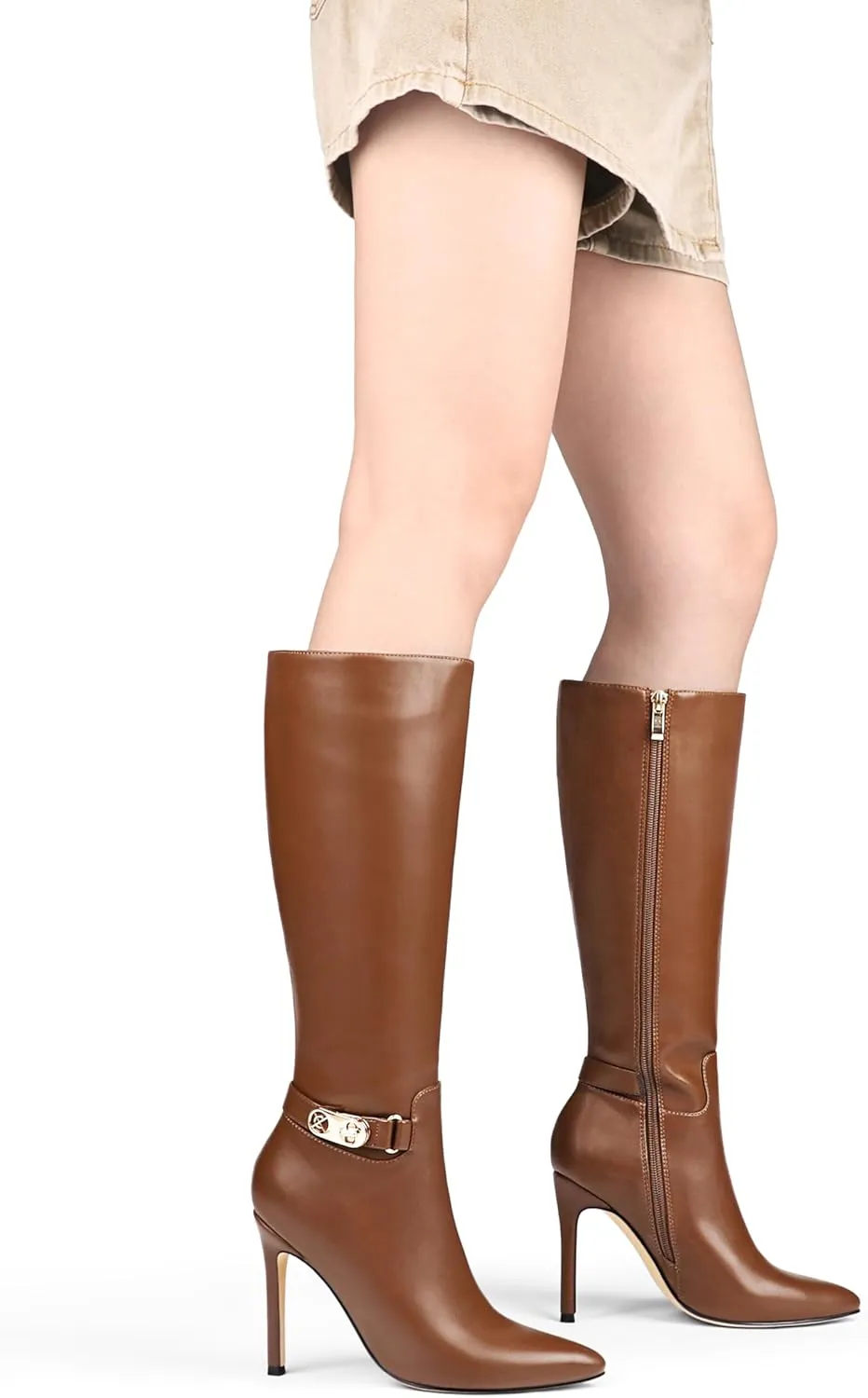 MERUMOTE Stiletto Knee High Boots Women Sexy Pointed Toe Zipper High Heels Boots