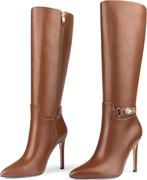 MERUMOTE Stiletto Knee High Boots Women Sexy Pointed Toe Zipper High Heels Boots