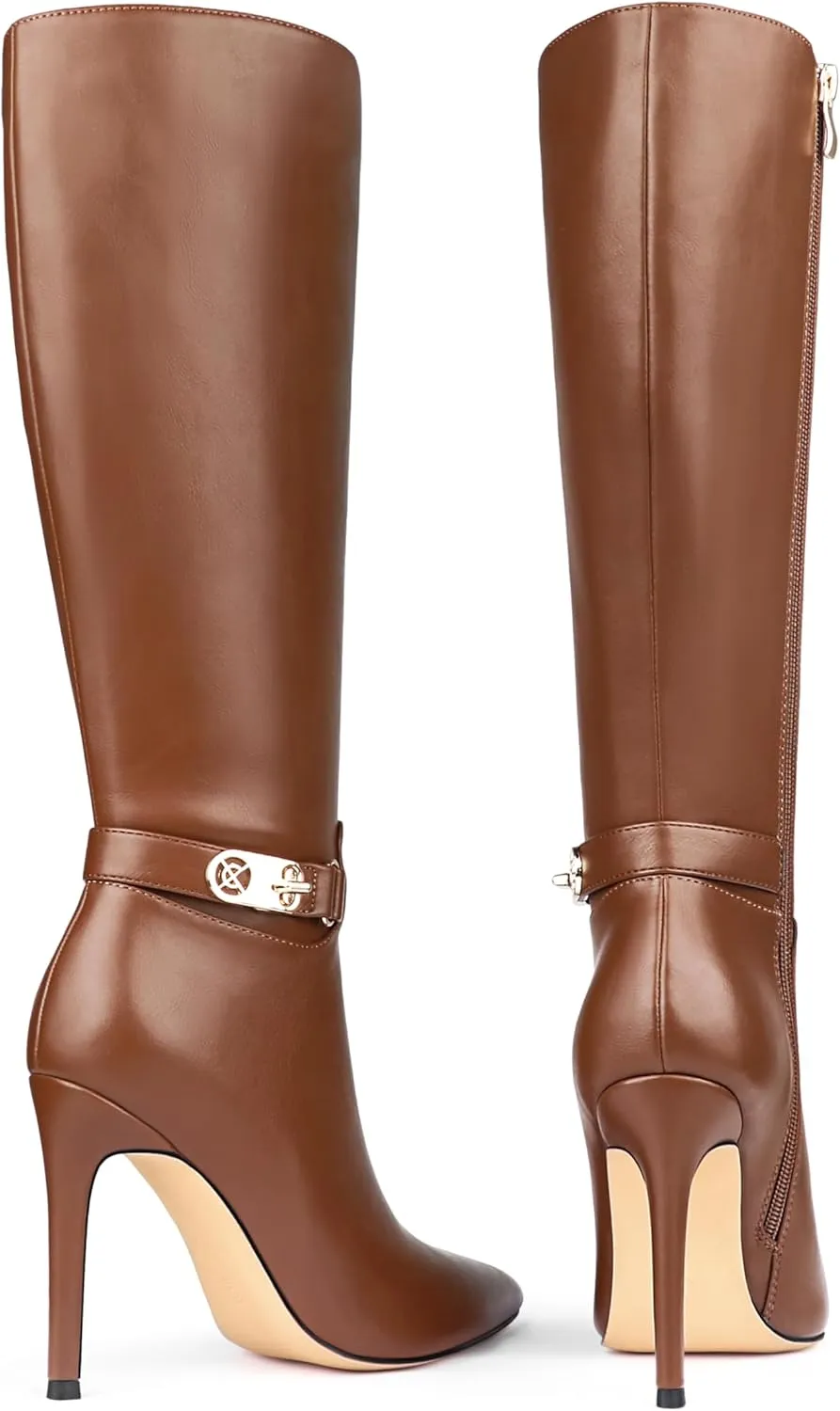 MERUMOTE Stiletto Knee High Boots Women Sexy Pointed Toe Zipper High Heels Boots