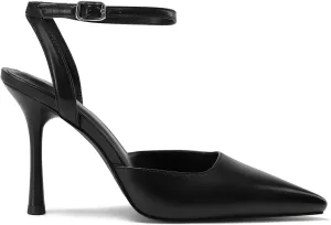 Mesh Closed Toe Ankle Strap Heels Pointed Toe High Heels for Women Stiletto Wedding Dress Shoes