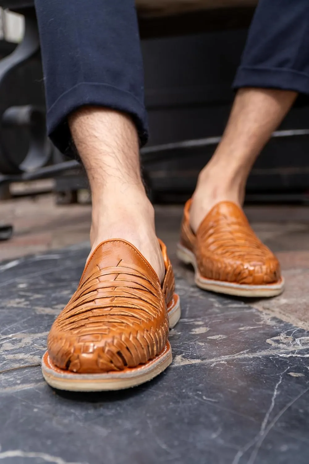 Mexico en la Piel Leather Shoes for Mens, Pull on Comfortable Loafers