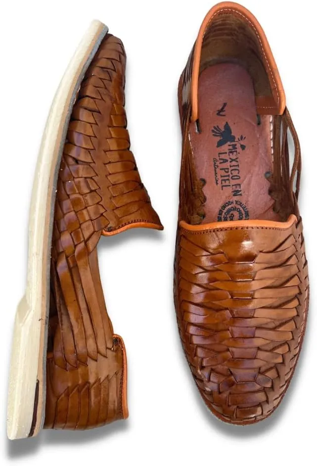 Mexico en la Piel Leather Shoes for Mens, Pull on Comfortable Loafers