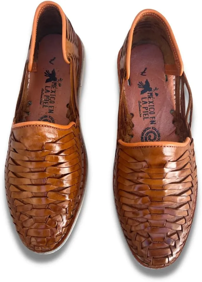 Mexico en la Piel Leather Shoes for Mens, Pull on Comfortable Loafers