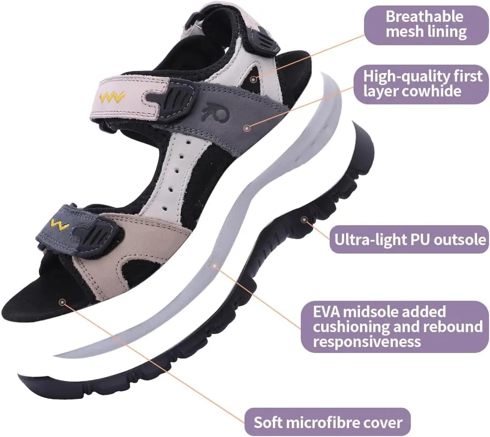 MGGMOKAY Women's Hiking Sandals Open Toe Outdoor Sports Sandals Casual Beach Sandals