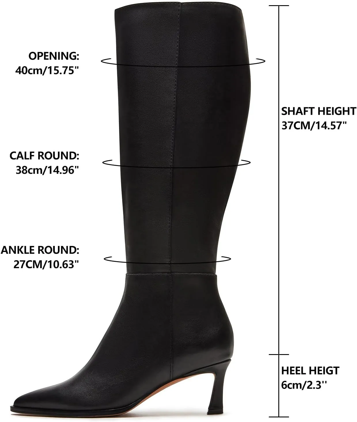 MICIFA Burgundy Kitten Heel Knee High Boots for Women Side Zipper Tall Leather Boots Pointed Toe Fall Dress Boots