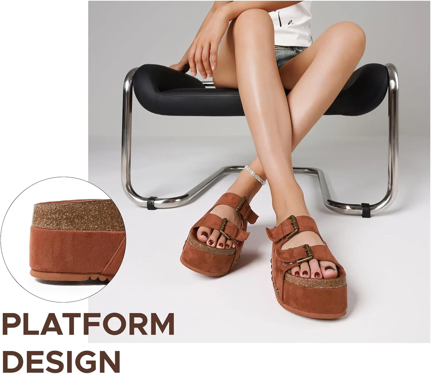 mikarka Raffia Platform Sandals for Women 2025: Resort Womens Sandals Comfortable - Summer Beach Sandals Buckle Straps Espadrilles Flatform Slides Mules