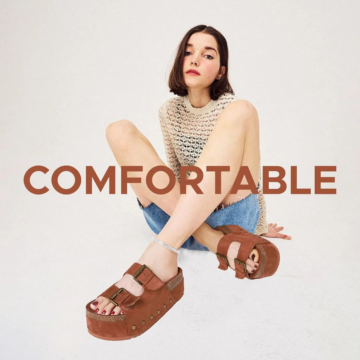 mikarka Raffia Platform Sandals for Women 2025: Resort Womens Sandals Comfortable - Summer Beach Sandals Buckle Straps Espadrilles Flatform Slides Mules