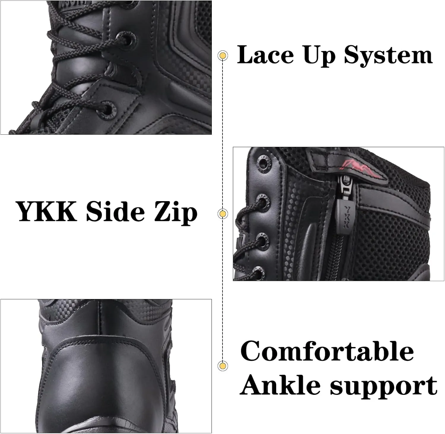 Military Boots for Men YKK Zipper Tactical Boots Lightweight Work Boots Breathable Desert Boots Comfortable Walk Boots Hiking Boots Security Boots