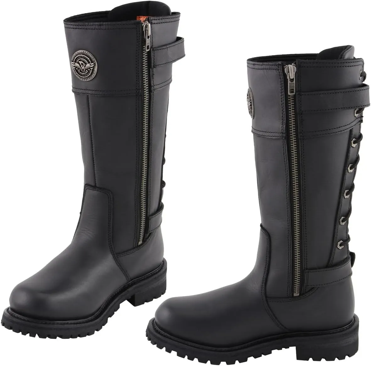 Milwaukee Leather Women's Tall Knee-High Premium Leather Motorcycle Riding Biker Boots Collection MBL - 8.5
