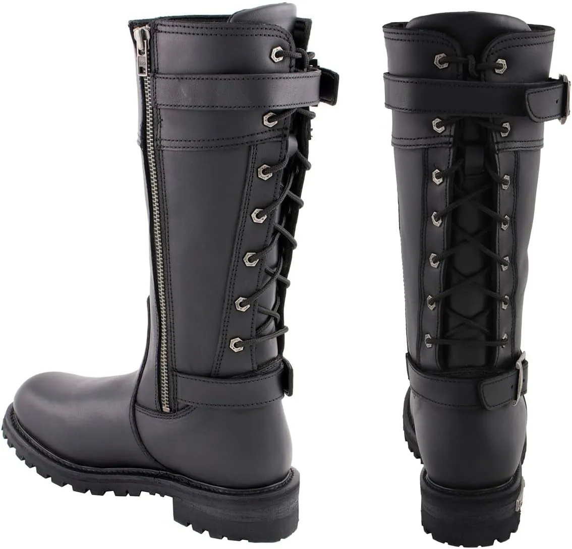 Milwaukee Leather Women's Tall Knee-High Premium Leather Motorcycle Riding Biker Boots Collection MBL - 8.5