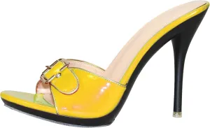 Minishion Women Mule Sandals Heels with Buckle Slip-on Summer Casual Dress Shoes