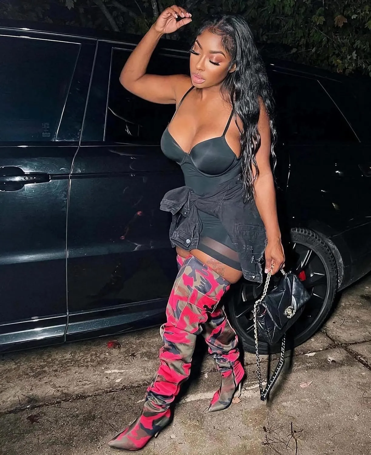 MissHeel Camo High Heel Thigh High Boots