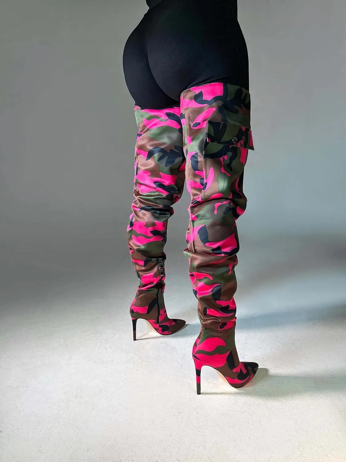 MissHeel Camo High Heel Thigh High Boots