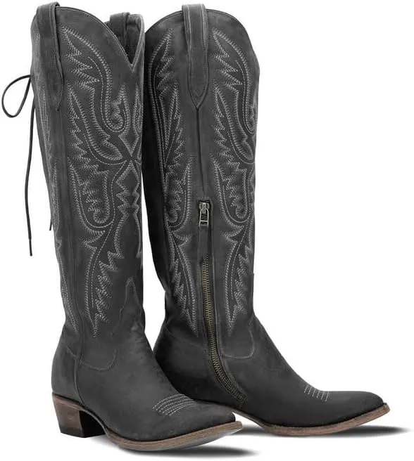 MissHeel Over the Knee Cowboy Boots for Women Adjustable Thigh High Cowgirl Boots