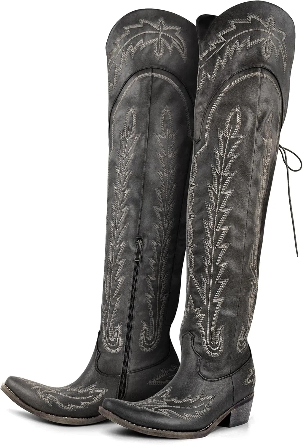 MissHeel Over the Knee Cowboy Boots for Women Adjustable Thigh High Cowgirl Boots