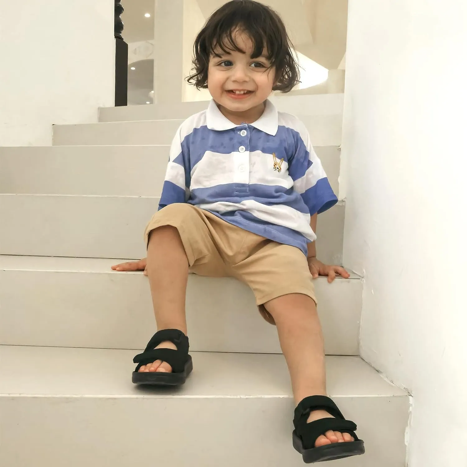 MK MATT KEELY Unisex Kids Summer Slide Sandals Baby Comfort Anti-Slip Open Toe Adjustable Walking Beach Shower Shoes for Boys Girls