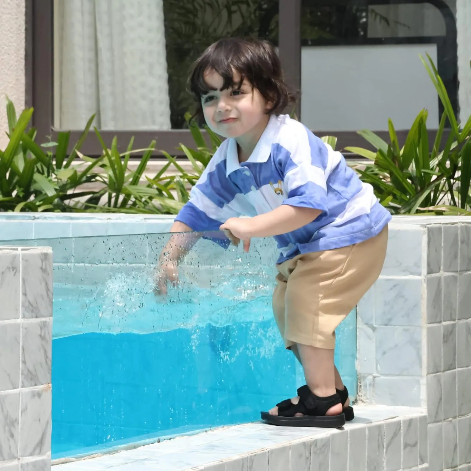 MK MATT KEELY Unisex Kids Summer Slide Sandals Baby Comfort Anti-Slip Open Toe Adjustable Walking Beach Shower Shoes for Boys Girls