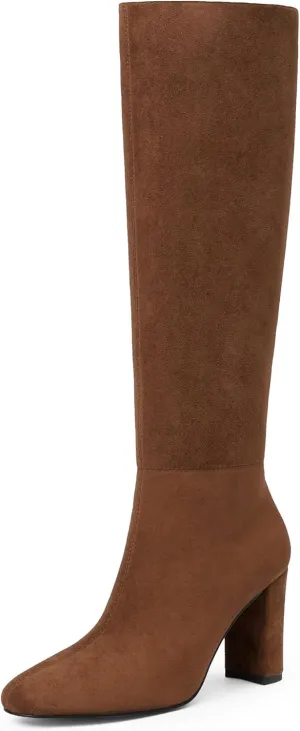 Modatope Knee High Boots for Women Chunky Heel Rounded Toe Womens Tall Boots