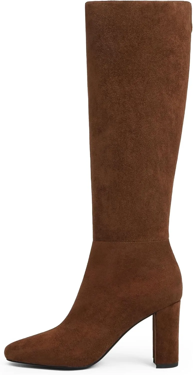 Modatope Knee High Boots for Women Chunky Heel Rounded Toe Womens Tall Boots