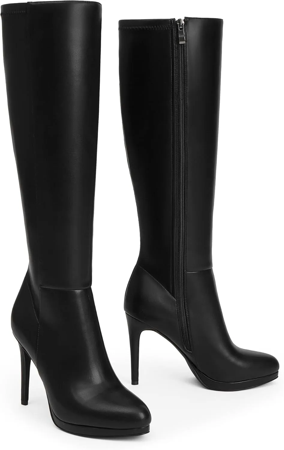 Modatope Knee High Boots Women Platform Boots Pointed Toe Tall Boots 4 In Stiletto High Heel Long Boots Side Zipper Dress Knee High Boots